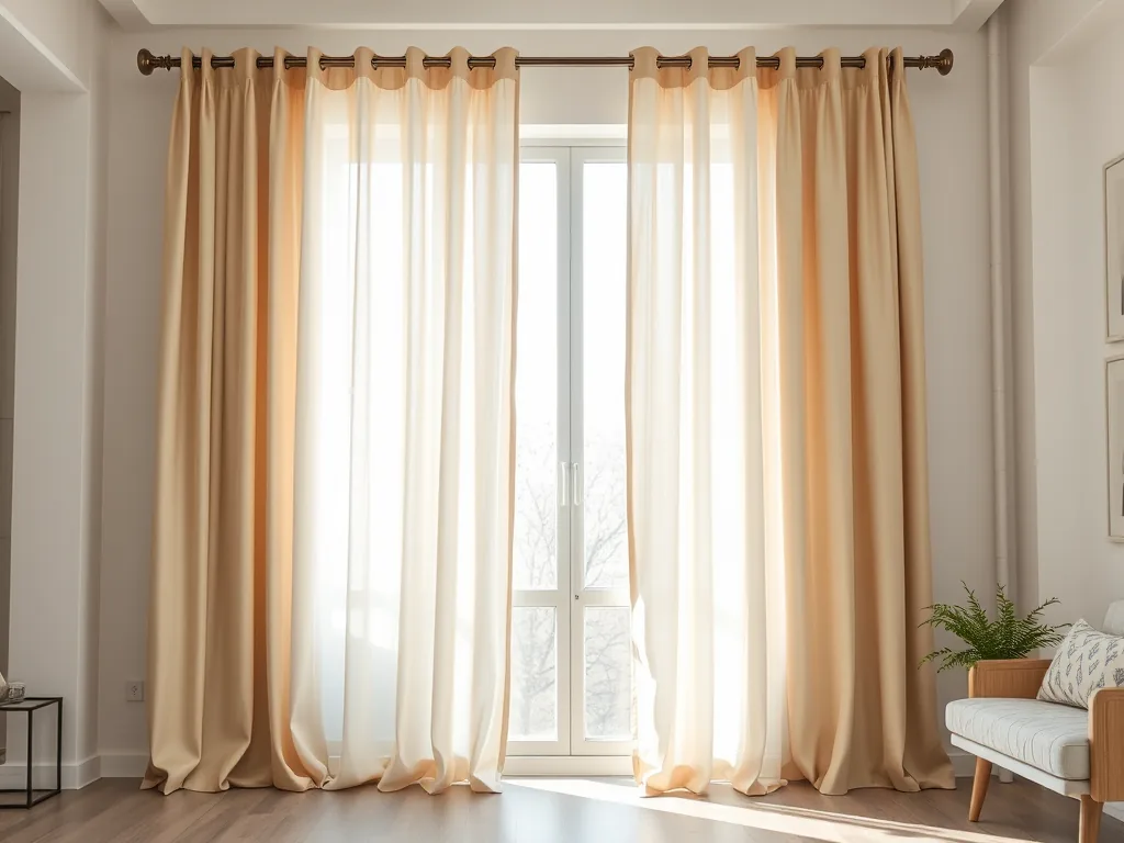 Cortinas limpias colgadas junto a una ventana